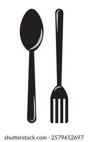 Spoon and fork cutlery icon isolated on white background. Spoon and fork silhouette vector restaurant Icon. vector illustration.
