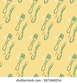 
Horquilla de cuchara. Papel tapizado de cubiertos. Vector