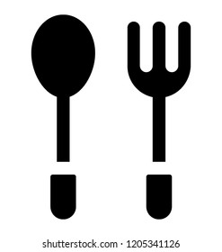 
Spoon and fork are depicting kitchen cutlery set 

