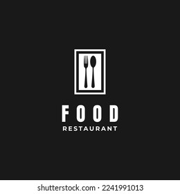 Spoon and Fork for Dining Restaurant logo design in the frame