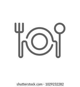 Spoon fork with dish icon in trendy flat style isolated on white background. Symbol for your web site design, logo, app, UI. Vector illustration, EPS