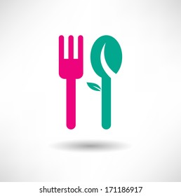 Spoon and fork eco icon
