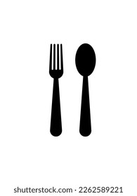 Spoon and fork emblem, vector illustration. Spoons and forks serve as eating aids. These tools are usually paired with a plate. Can be used as culinary symbols.