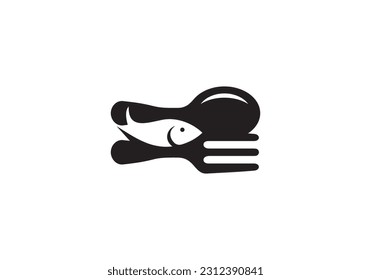 cuchara de fork fish, restaurante de comida creativo logo diseño inspiración