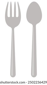 Spoon and fork flat icon isolated on white background.