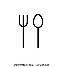 Spoon and fork flat icon. Single high quality outline symbol of food for web design or mobile app. Thin line signs of menu for design logo, visit card, etc. Outline logo of coffee