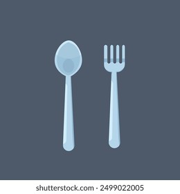 spoon and fork in flat vector design.