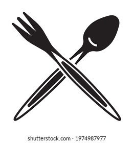 Spoon and fork flat vector icon for apps or websites