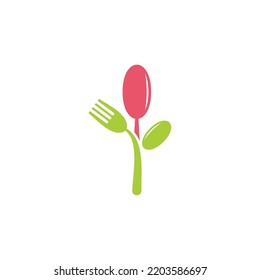 flor de horquilla de cuchara símbolo de alimento natural vector 