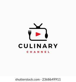 spok fork canal de alimentación televisión rev revisión culinaria logo icono vectorial