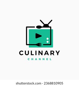 spok fork canal de alimentación televisión rev revisión culinaria logo icono vectorial