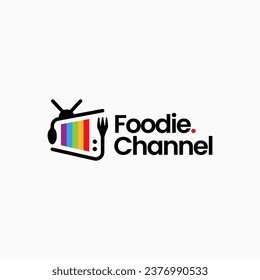 spok fork canal de alimentación televisión rev revisión culinaria logo icono vectorial