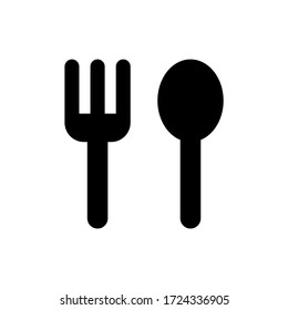 Icono de glifo del tenedor de cuchara. Diseño de iconos de vectores de glifos de equipos de cocina. Icono de conjunto de restaurantes.