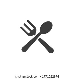 Spoon and fork glyph icon. Simple solid style. Spoon, fork, silverware, kitchen, cutlery, table, restaurant concept. Vector illustration isolated on white background. EPS 10
