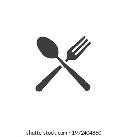 Spoon and fork glyph icon. Simple solid style. Spoon, fork, silverware, kitchen, cutlery, table, restaurant concept. Vector illustration isolated on white background. EPS 10