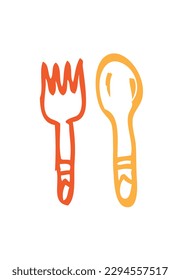 Arte dibujado a mano por Spoon y Fork. Imágenes prediseñadas editables.