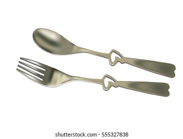 Spoon. Spoon and Fork with  Heart 