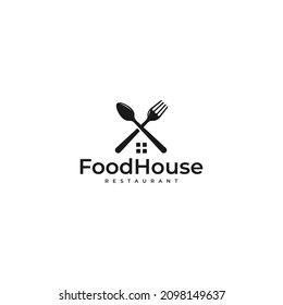 spoon fork and hose, food house logo design