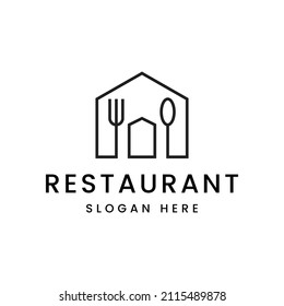 diseño de cuchara, tenedor y logotipo de la casa. logotipo del restaurante.