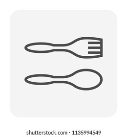 Spoon and fork icon, 64x64 perfect pixel and editable stroke.
