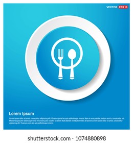 Spoon and fork icon Abstract Blue Web Sticker Button