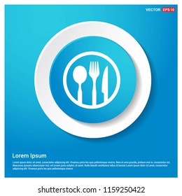 Spoon and fork icon Abstract Blue Web Sticker Button - Free vector icon