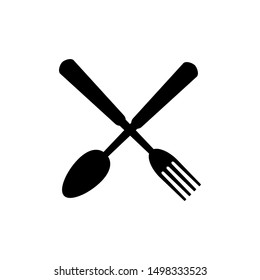 Spoon And Fork Icon Black Isolated Vector Illustration Restaurant Food Cutlery Symbol