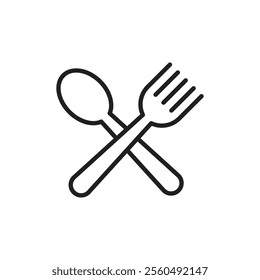 Spoon and fork icon Black and white logo