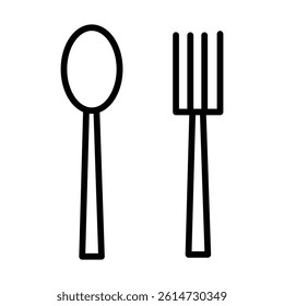 spoon and fork icon black and white vector sign