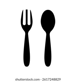 spoon and fork icon color editable on white background