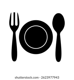 spoon and fork icon color editable on white background