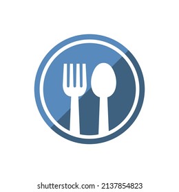 Spoon And Fork Icon Of Color Style Vector Template