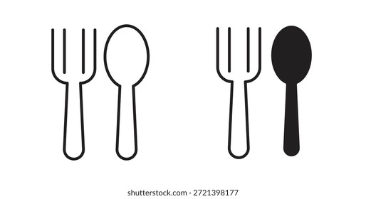 Conjunto de concepto de icono de cuchara y tenedor. Colección de íconos simple