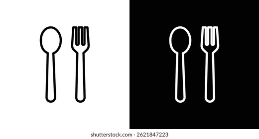 Spoon and Fork icon concept stroke on white background