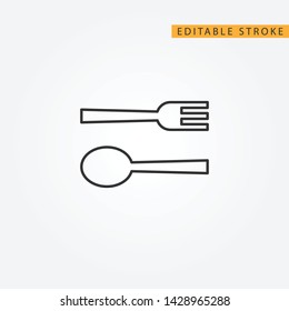 Spoon, fork icon design. Editable stroke