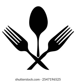 Spoon and fork icon design isolated on white background.