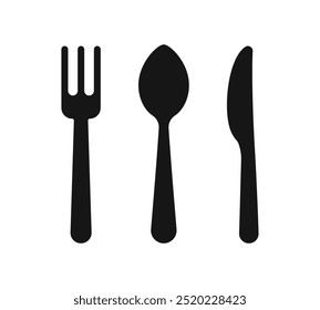 Icono de cuchara y tenedor. Símbolo de utensilios de comedor