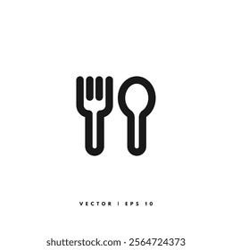 Spoon Fork Icon. Editable Stroke