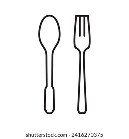 spoon fork icon. editable icon vectors on white background. Tableware, bowls, plates, High quality design element. Editable linear style stroke. Vector icon.