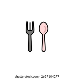 Spoon and Fork Icon – Flat Dining Utensils Symbol