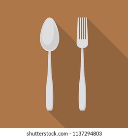 Spoon and fork icon. Flat illustration of spoon and fork vector icon for web design