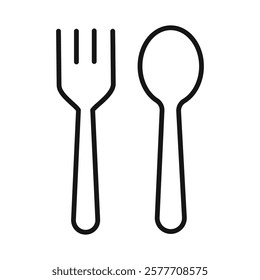 Spoon and fork icon Flat simple outline