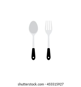 spoon and fork icon in flat style