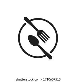 Spoon and fork icon flat vector design. Restaurant symbol.