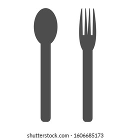 Spoon and fork icon with glyph style vector 