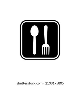 spoon and fork icon of glyph style vector template