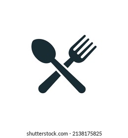 spoon and fork icon of glyph style vector template