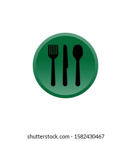 spoon and fork icon with a green circle background