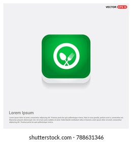Spoon and fork icon Green Web Button