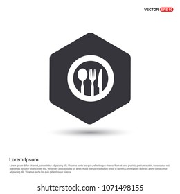 Spoon and fork icon Hexa White Background icon template